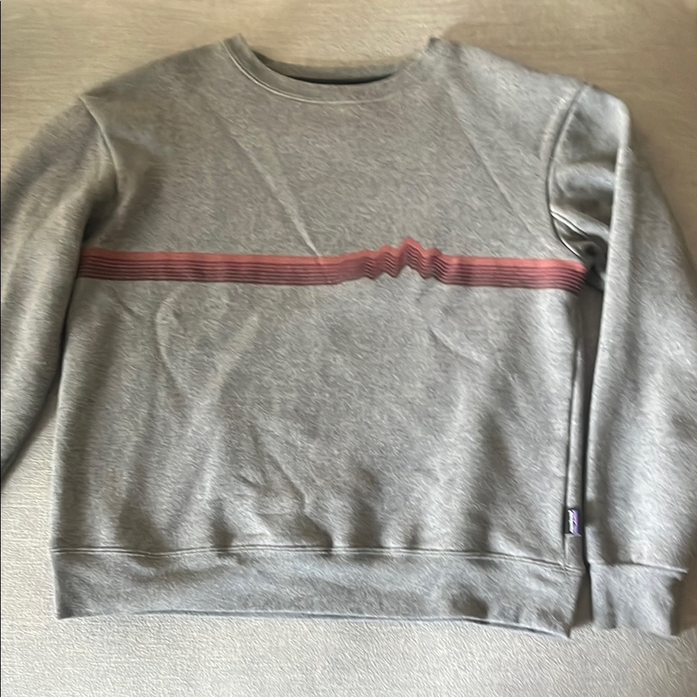 Patagonia Heather Gray Crewneck with Red Accent